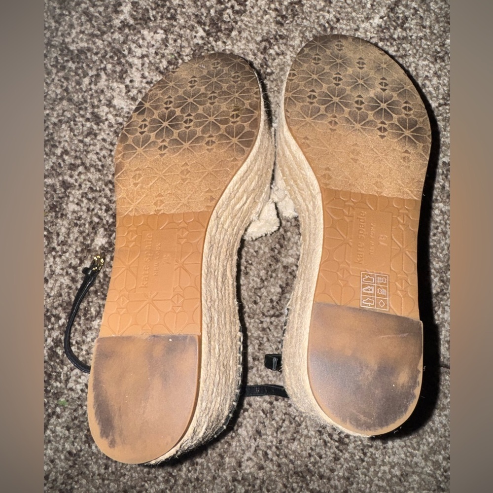 KATE SPADE Flourish Espadrille Wedge Sandals Size 7 FLORAL CREAM PLATFORM WEDGES - Picture 7 of 9